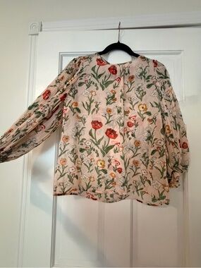 eva mendes for New York & Company Light Pink Floral Blouse